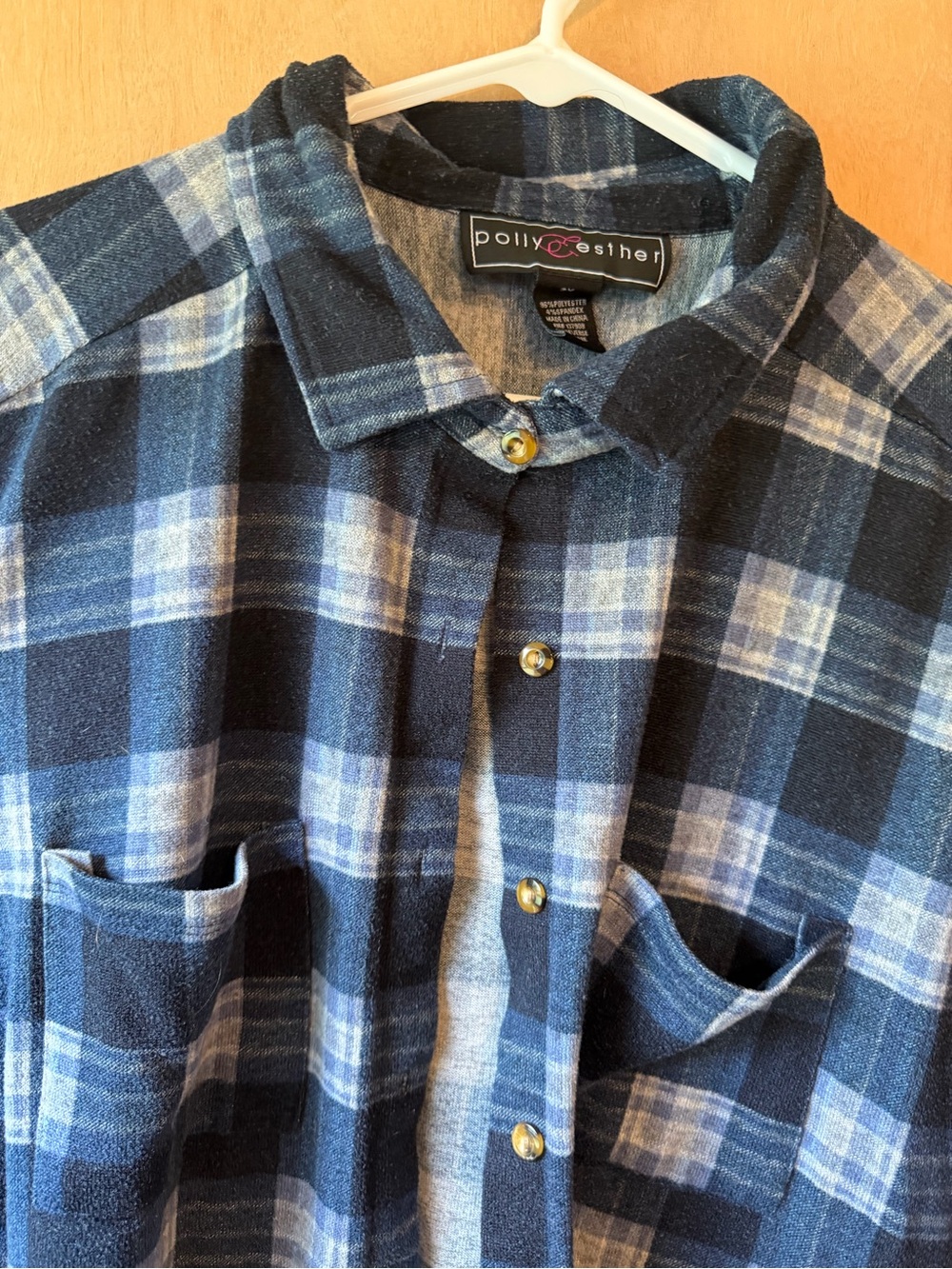 Polly & Esther Navy Blue Plaid Flannel Shirt